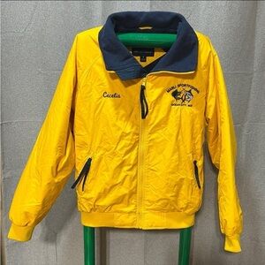 Port Authority Zip Up Jacket Women's Size Medium Yellow Blue Lined Embroidered